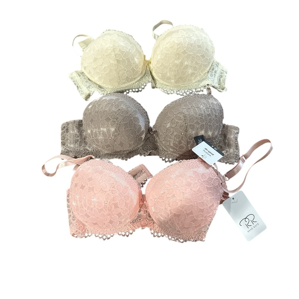 Elegant Lace Bra Set - Cream, Brown, Pink NWT